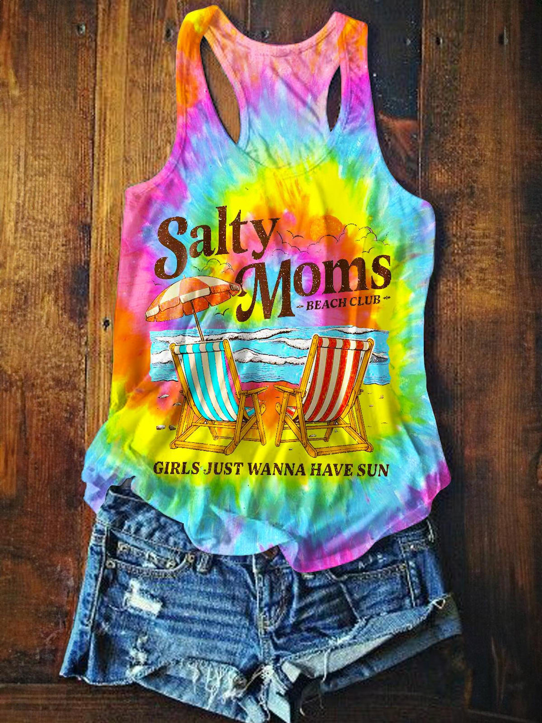 The Beach Club Printed Casual Tank Top