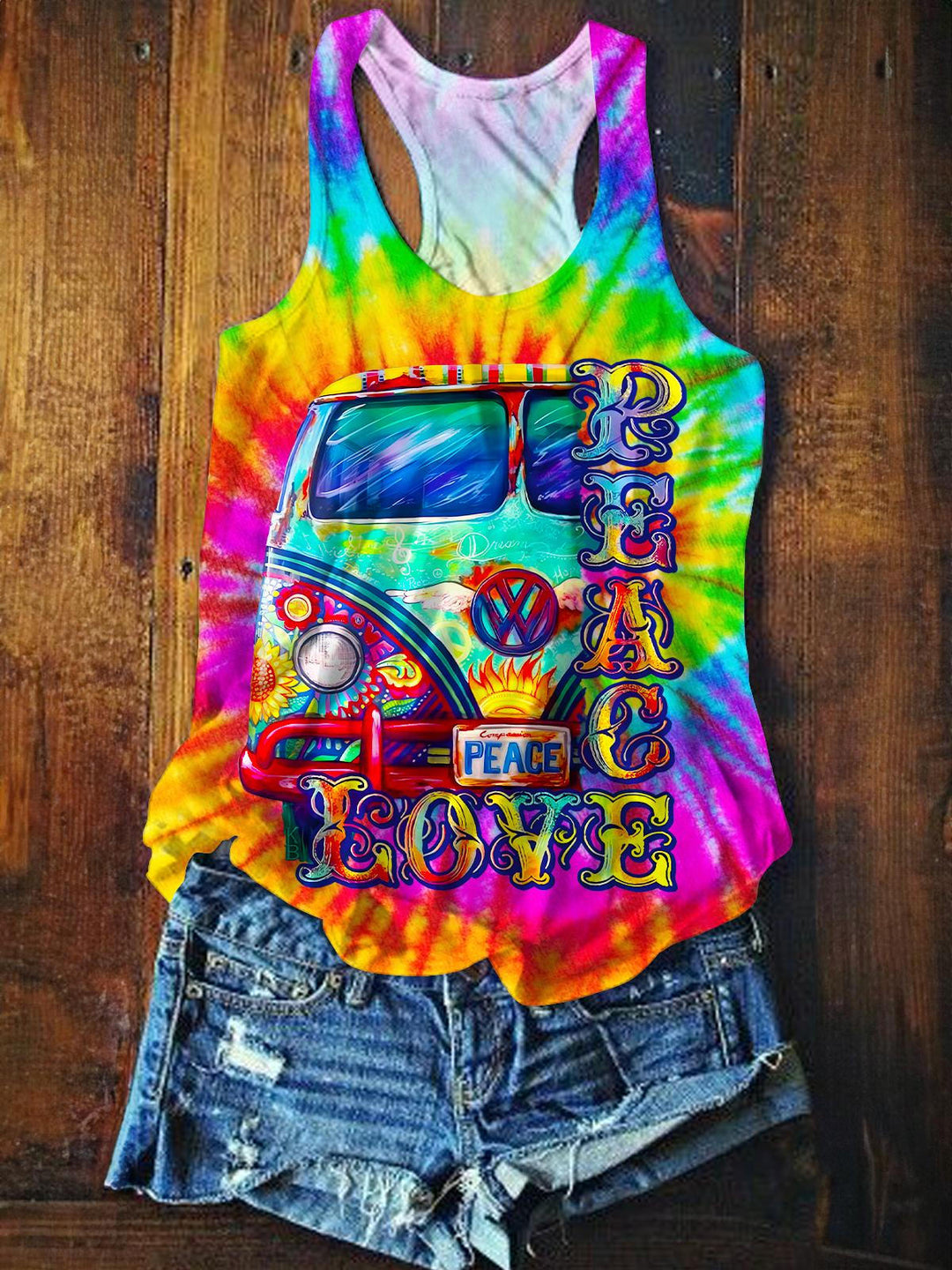 Retro Hippie Printed Casual Tank Top