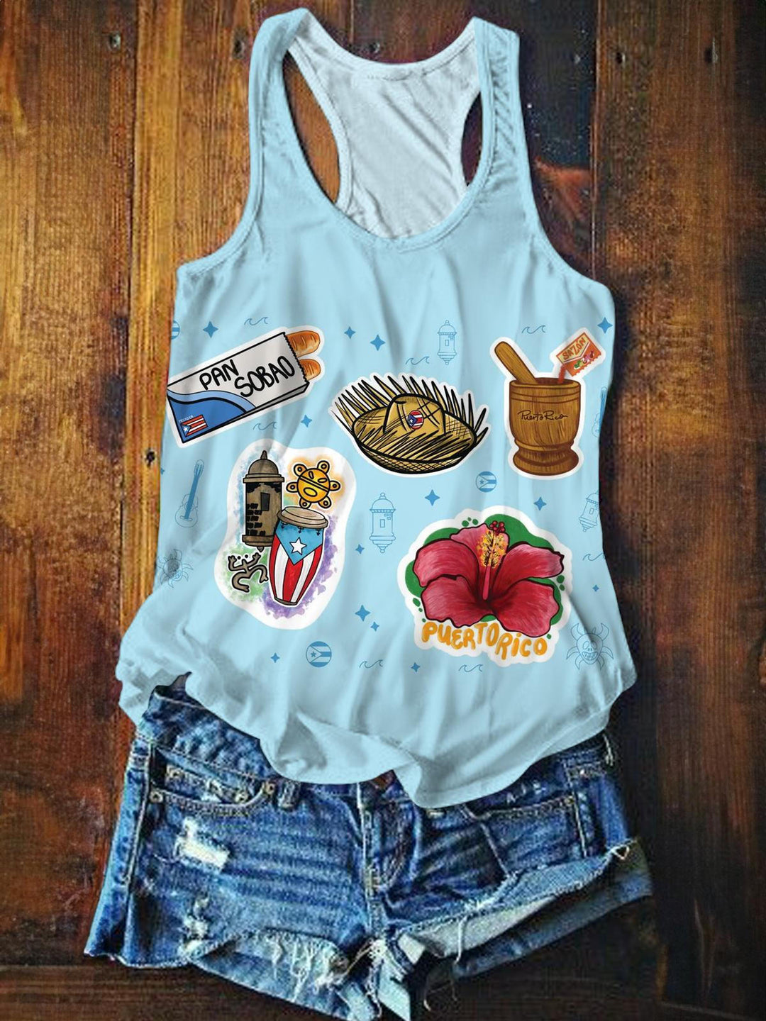 Puerto Rico Printed Casual Tank Top