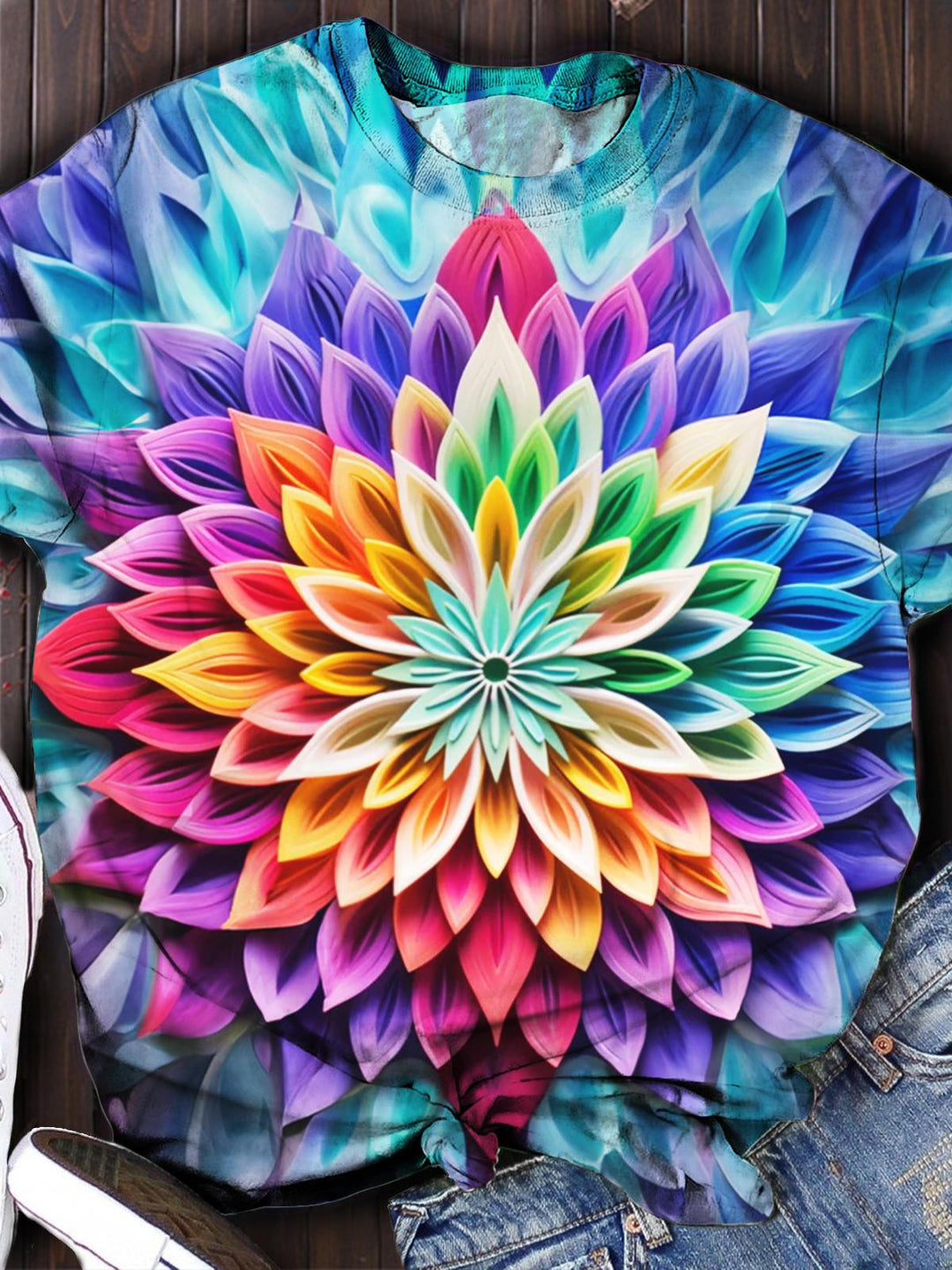 Colorful Floral Print Casual Top
