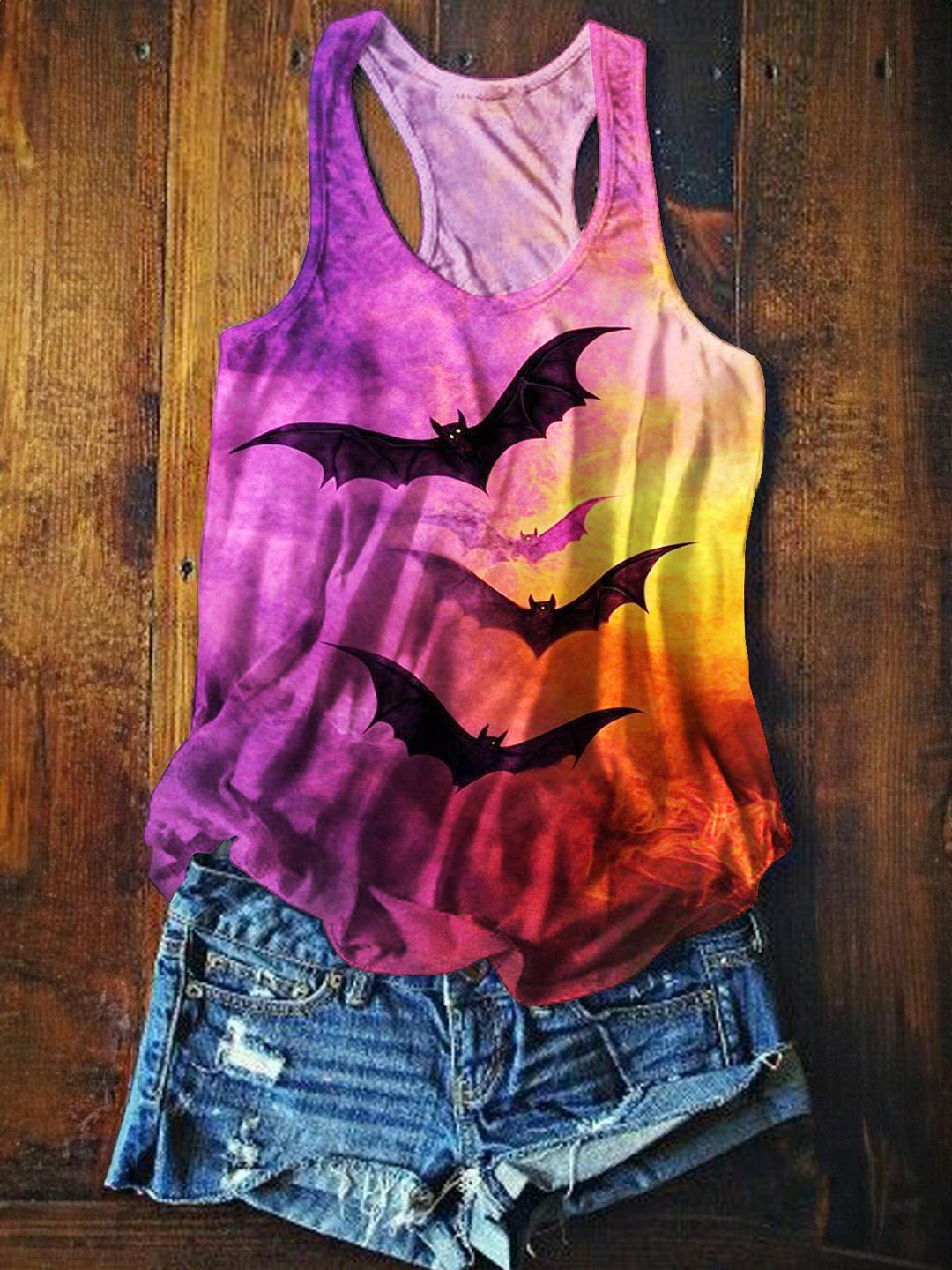 Halloween Bat Printed Casual Tank Top
