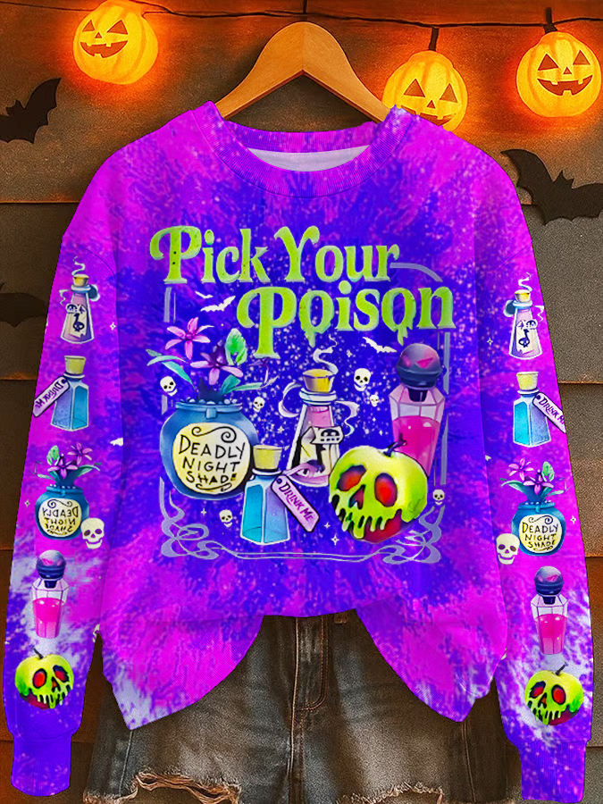Pick Your Poison Printed Long Sleeve Casual Top