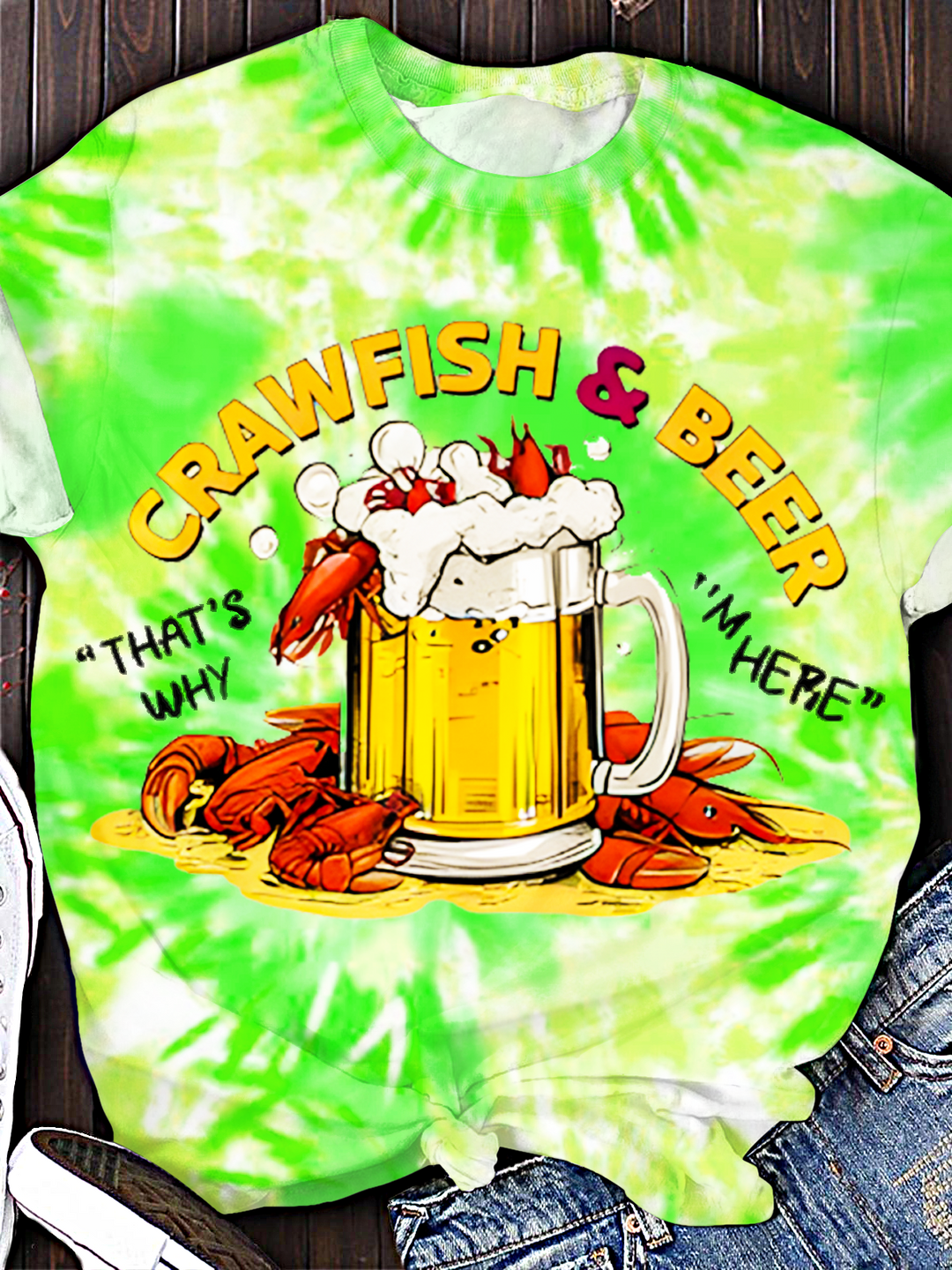 Watercolor Preppy Crawfish Boil Crew Neck T-shirt