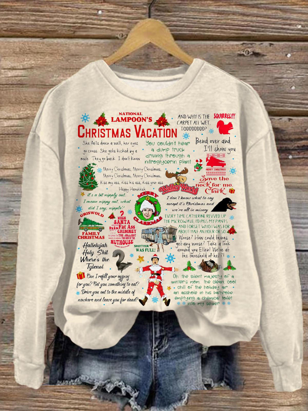 National Lampoon's Christmas Vacation Printed Long Sleeve Casual Top