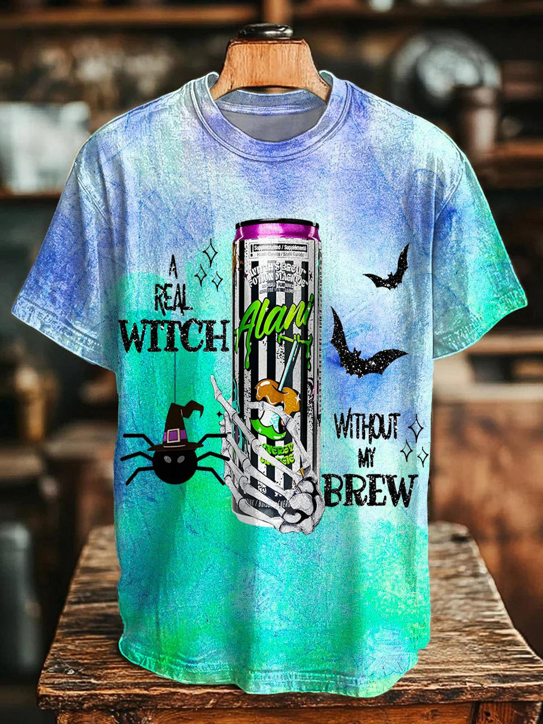 Halloween Witch Print Crew Neck T-shirt