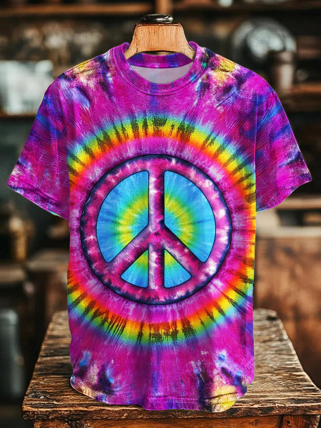 Hippie Tie-Dye Printed Crew Neck T-shirt
