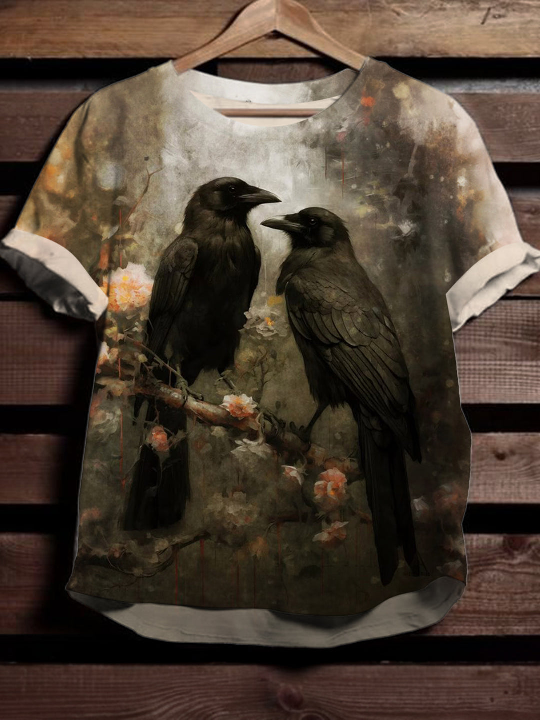 Dark Ravens Print Crew Neck T-shirt