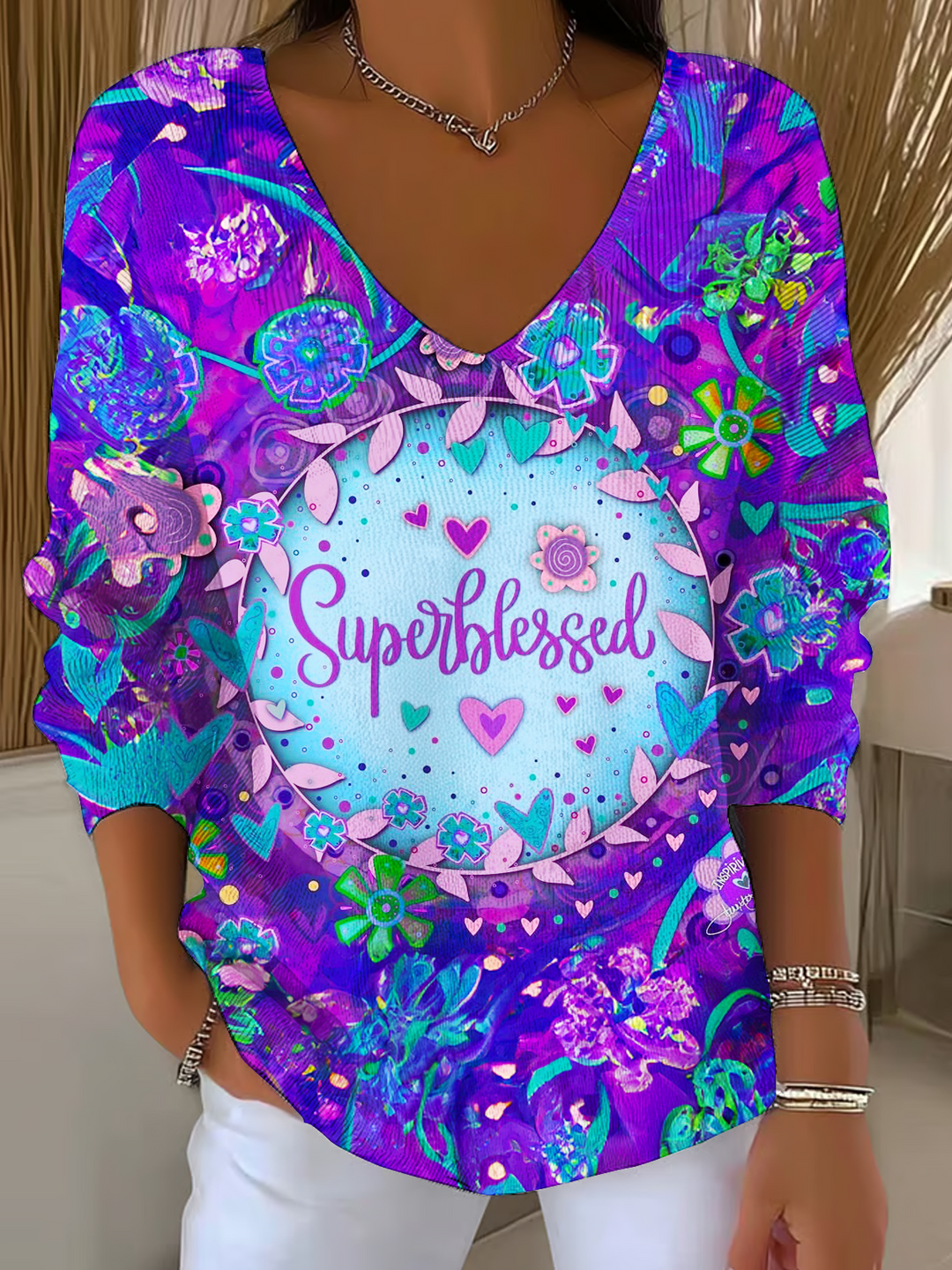 Superblessed Casual V Neck Pullover Sweater
