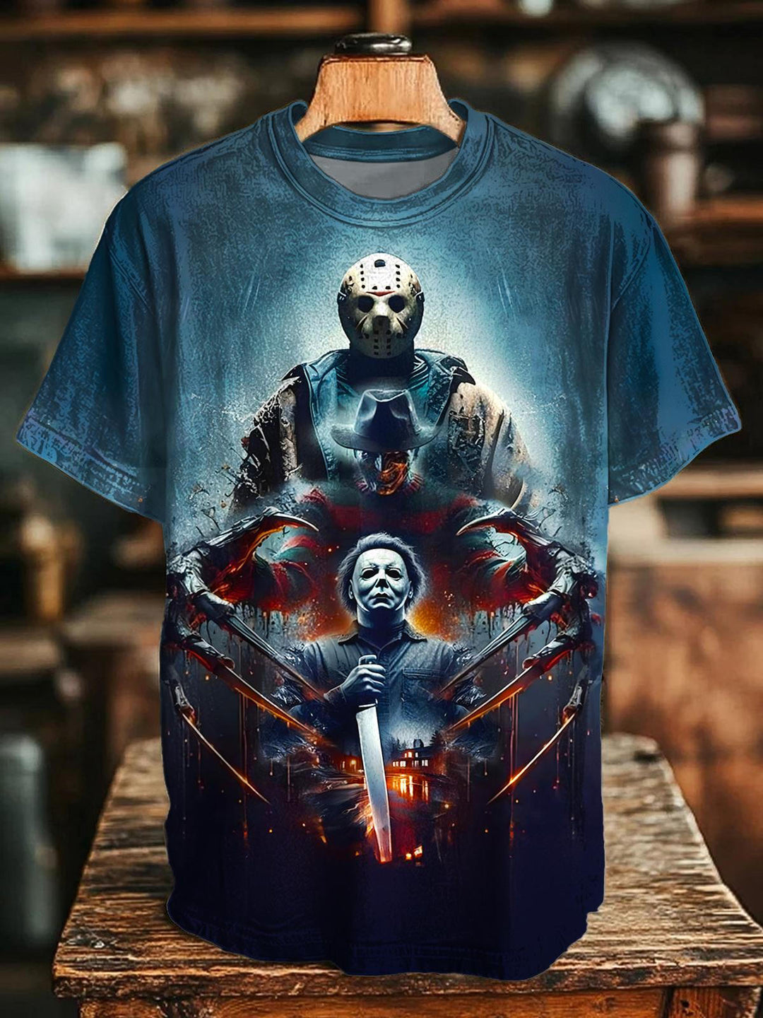 Halloween Horror Movie Print Crew Neck T-shirt