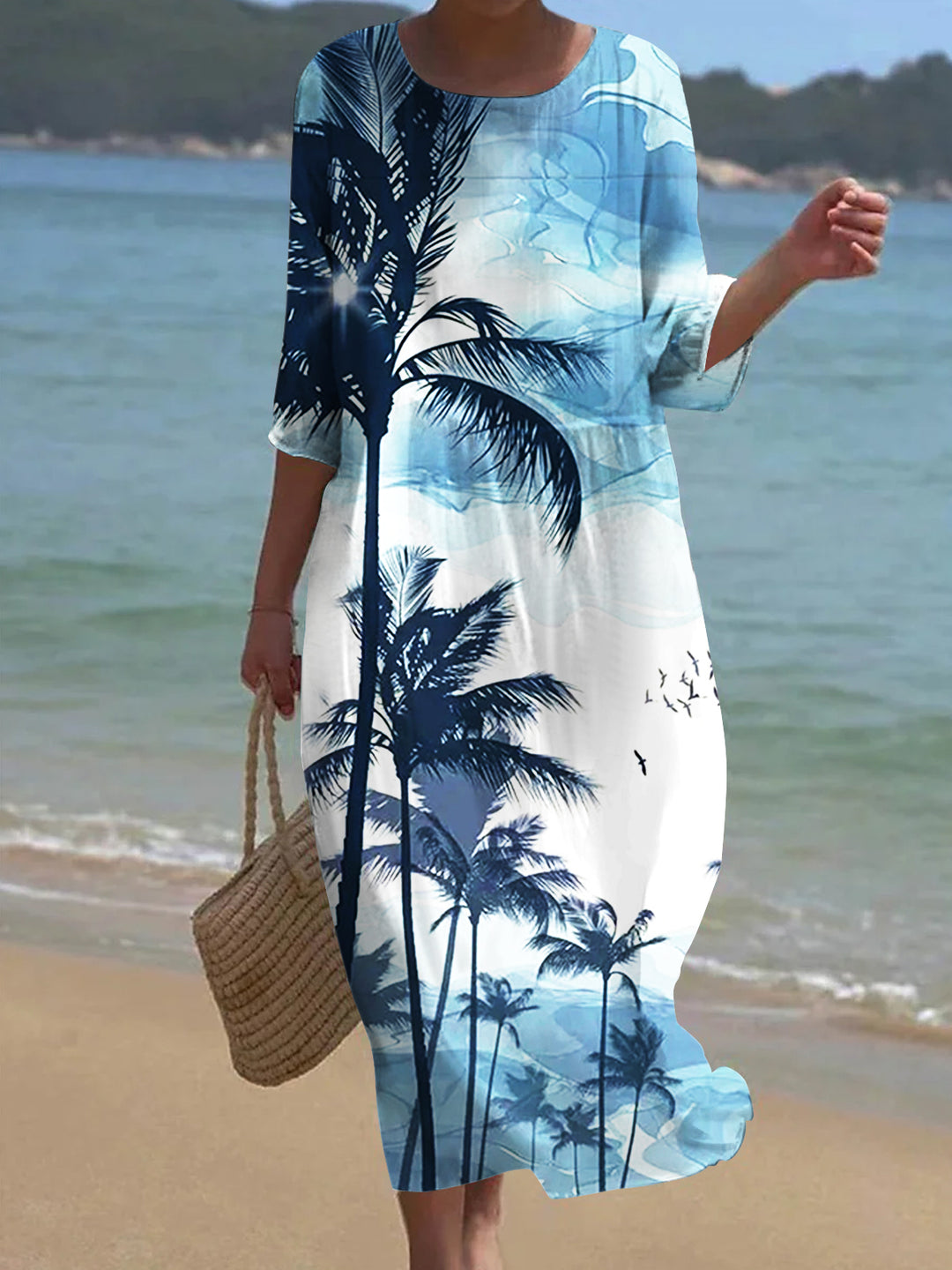 Women's Coconut Tree Print Casual Dress