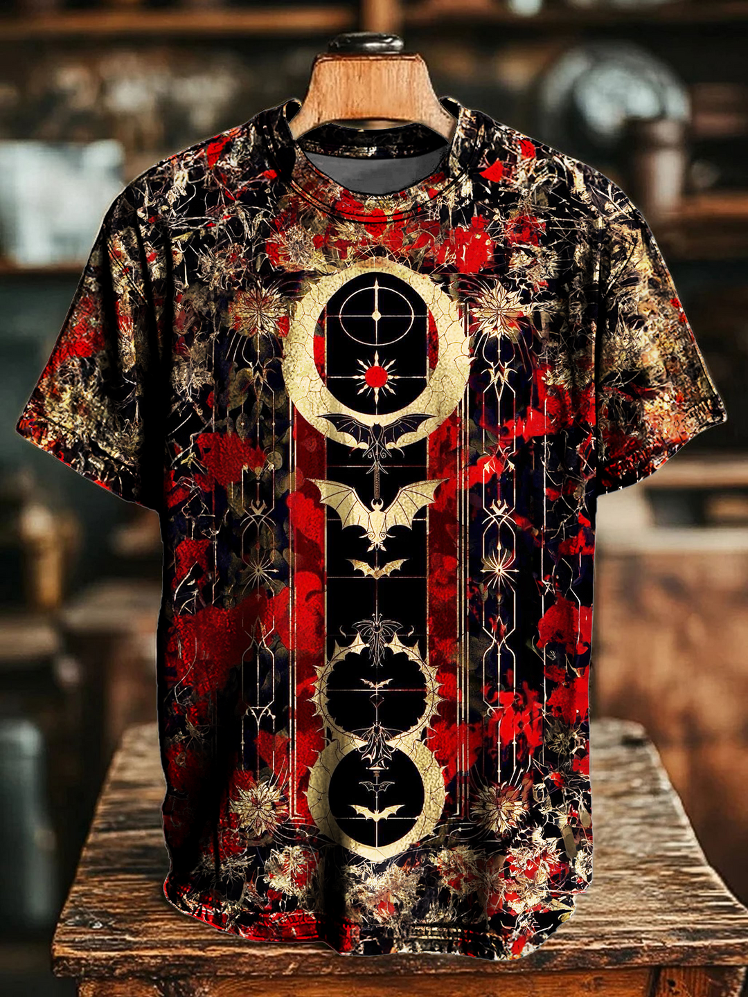 Retro Hippie Bat Crew Neck T-shirt