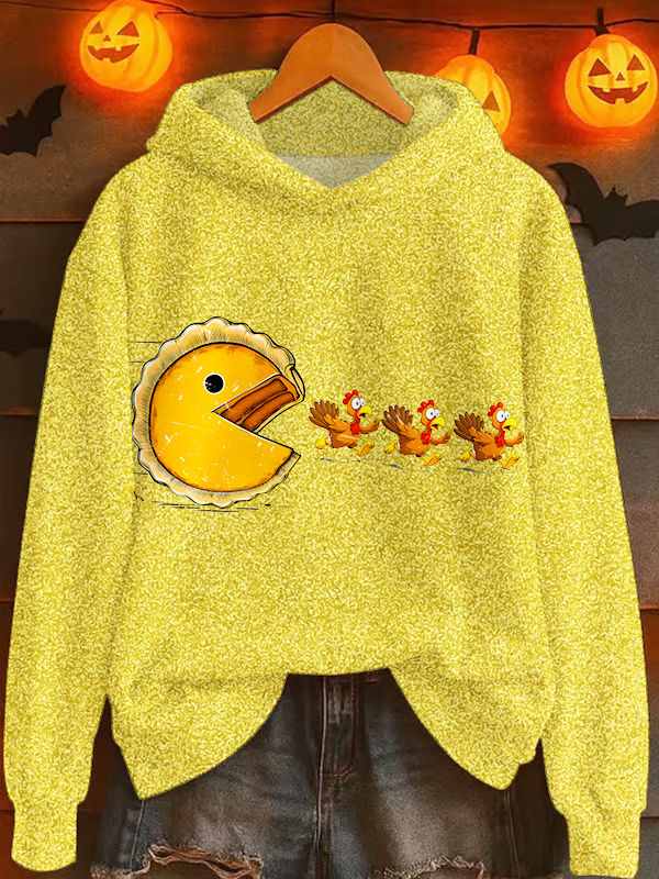 Pumpkin Season Thanksgiving Long Sleeve Printed Hoodie
