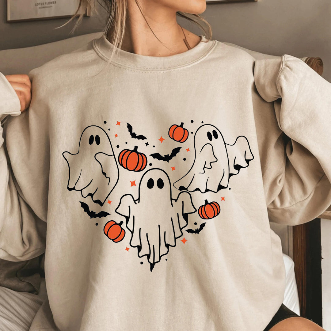 Heart shaped Combination Printed Long Sleeve Casual Top