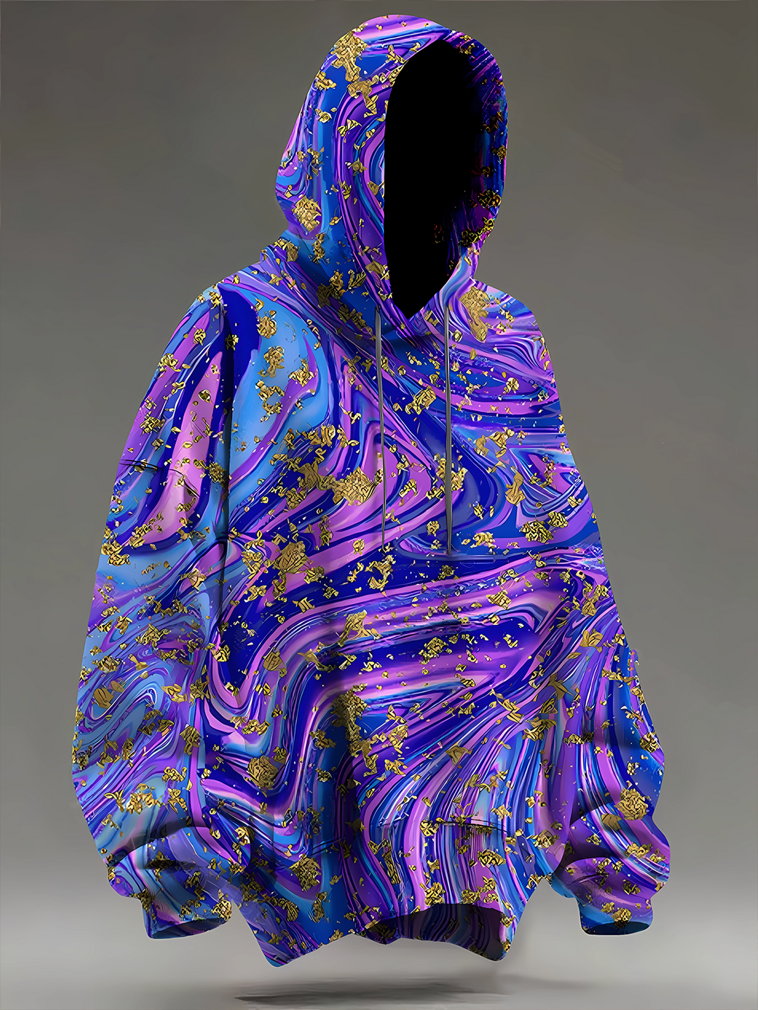 Unisex Galaxy Super Nova Multi Gold Art Print Long Sleeve Hooded Pocket Sweatshirt