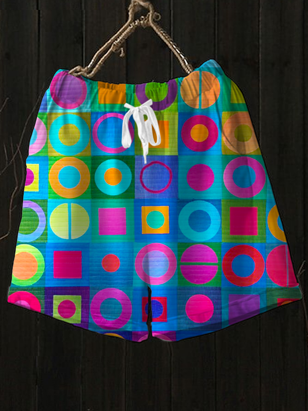 Colorful Geometric Hippie Art Print Casual Shorts