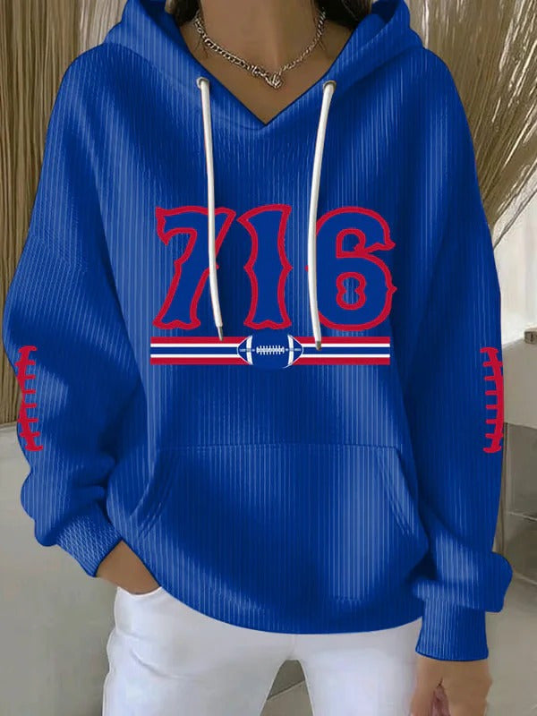 716 Football Hooded Pullover Sweatshirt