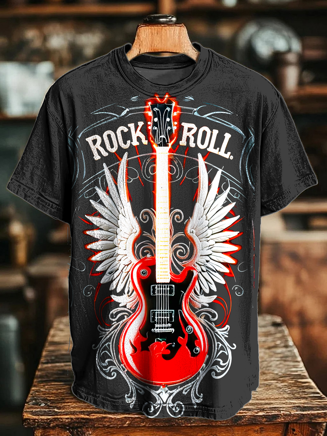 Rock Roll Hippie Music Art Crew Neck T-shirt