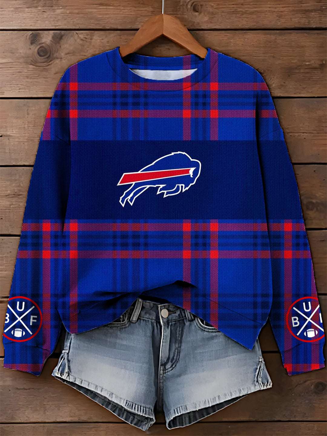 Buffalo Retro Plaque Printed Long Sleeve Casual Top