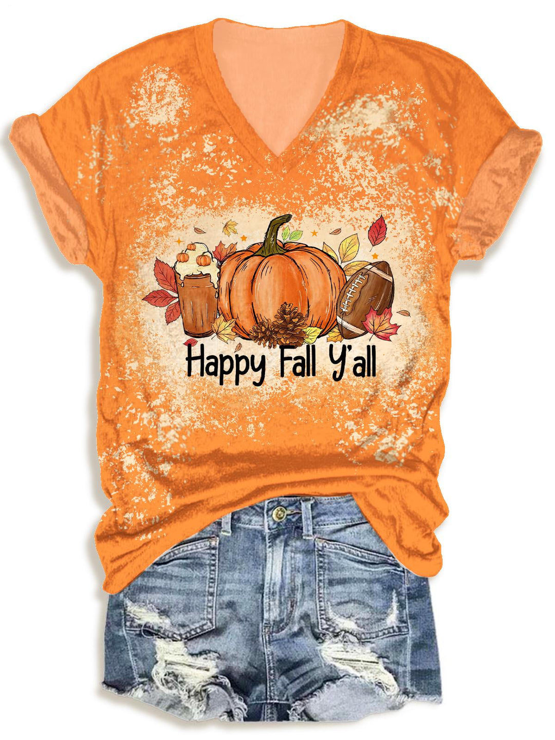Autumn Pumpkin V-neck T-Shirt