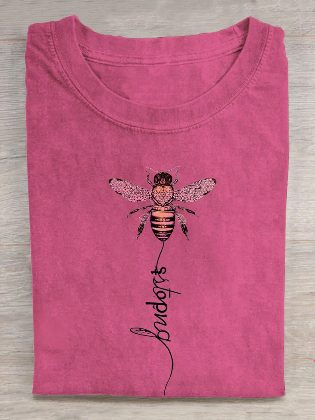 Breast Cancer Awareness Bee Crew Neck T-shirt