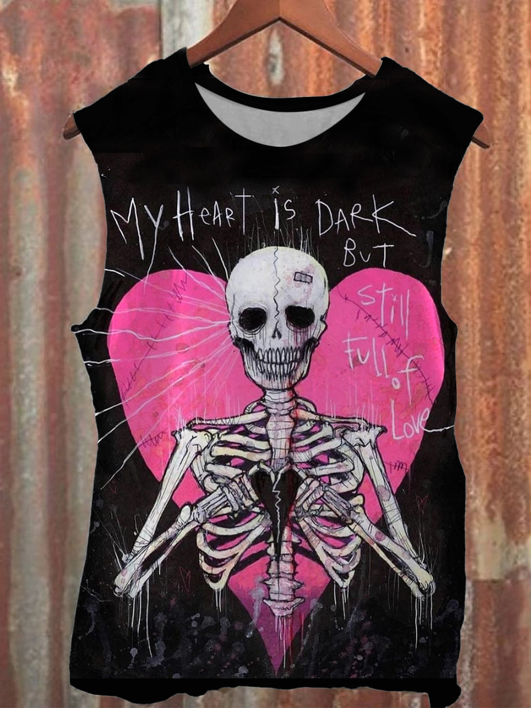 My Heart Is Dark But Still Full Of Love Funny Skull Tank Top
