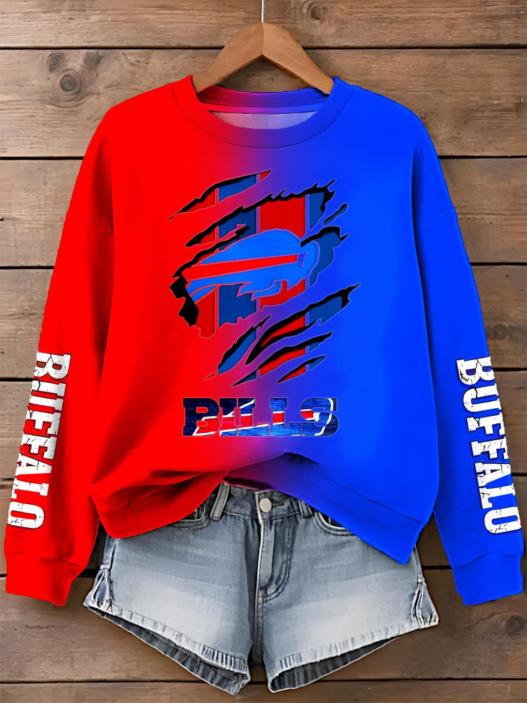 Buffalo Bills Printed Long Sleeve Casual Top