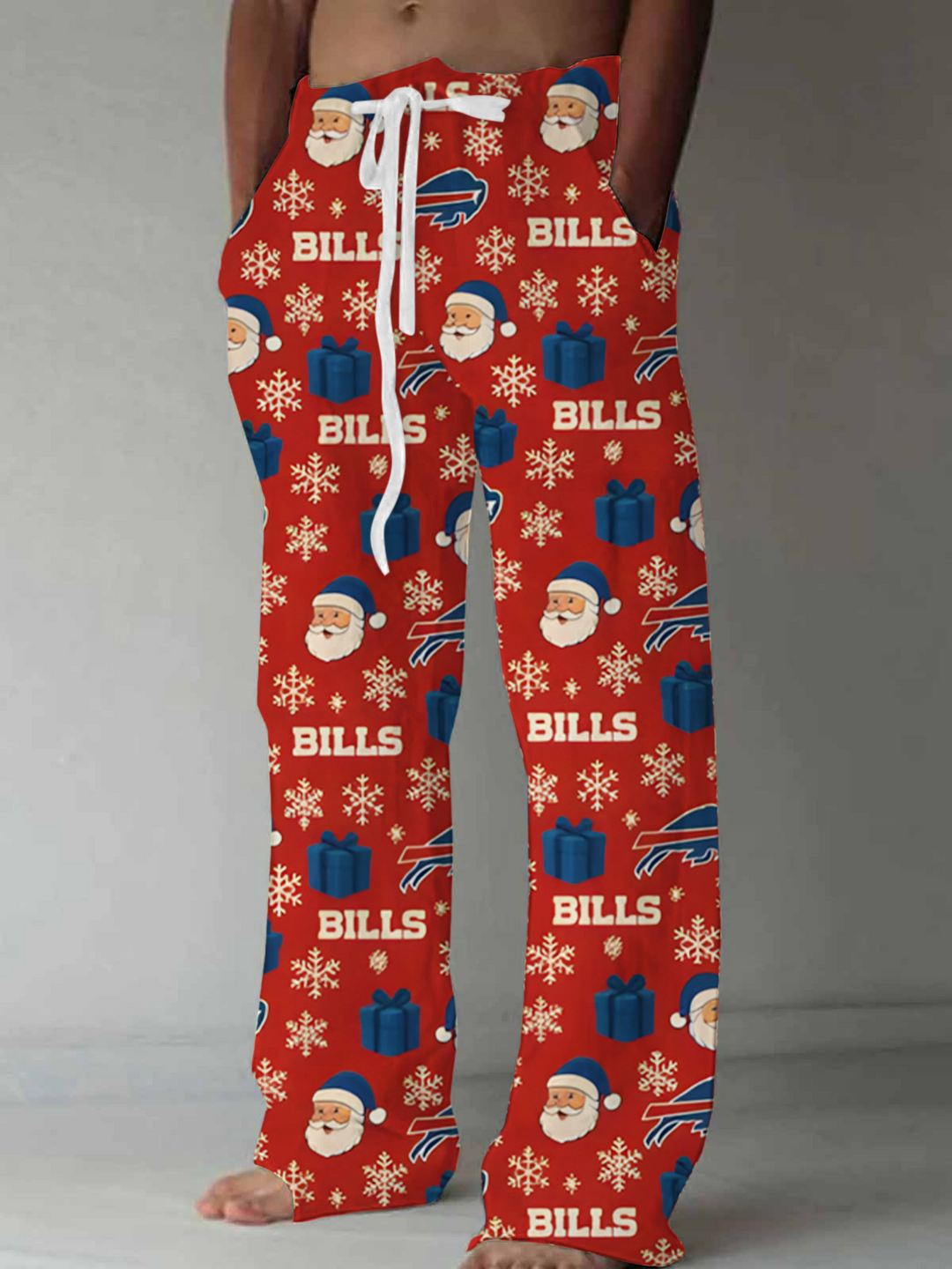 Men's Vintage Christmas Buffalo Bills Casual Elastic Waist Pants