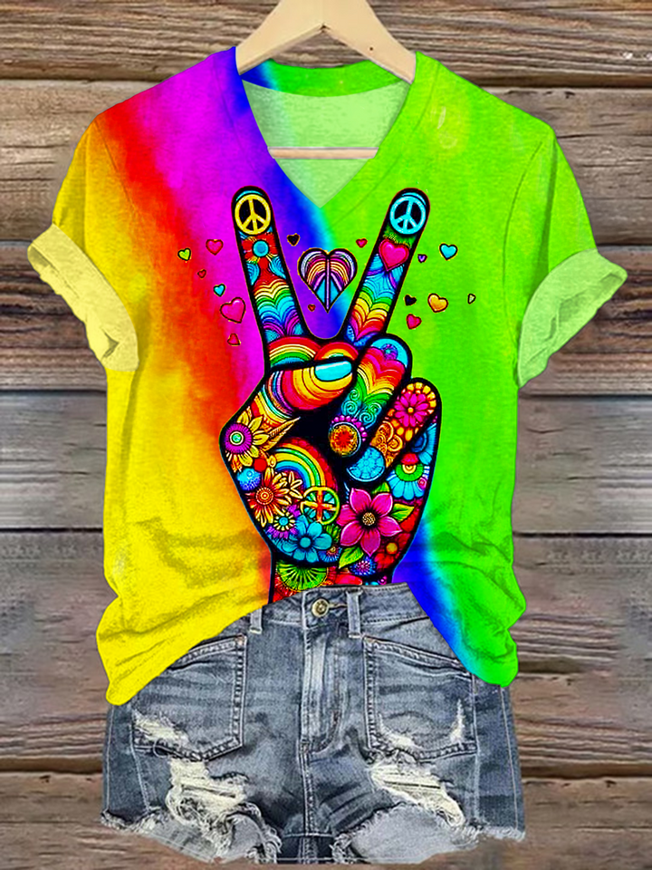 Tie Dye Hippie Love and Peace Art Printed Casual Tank Top