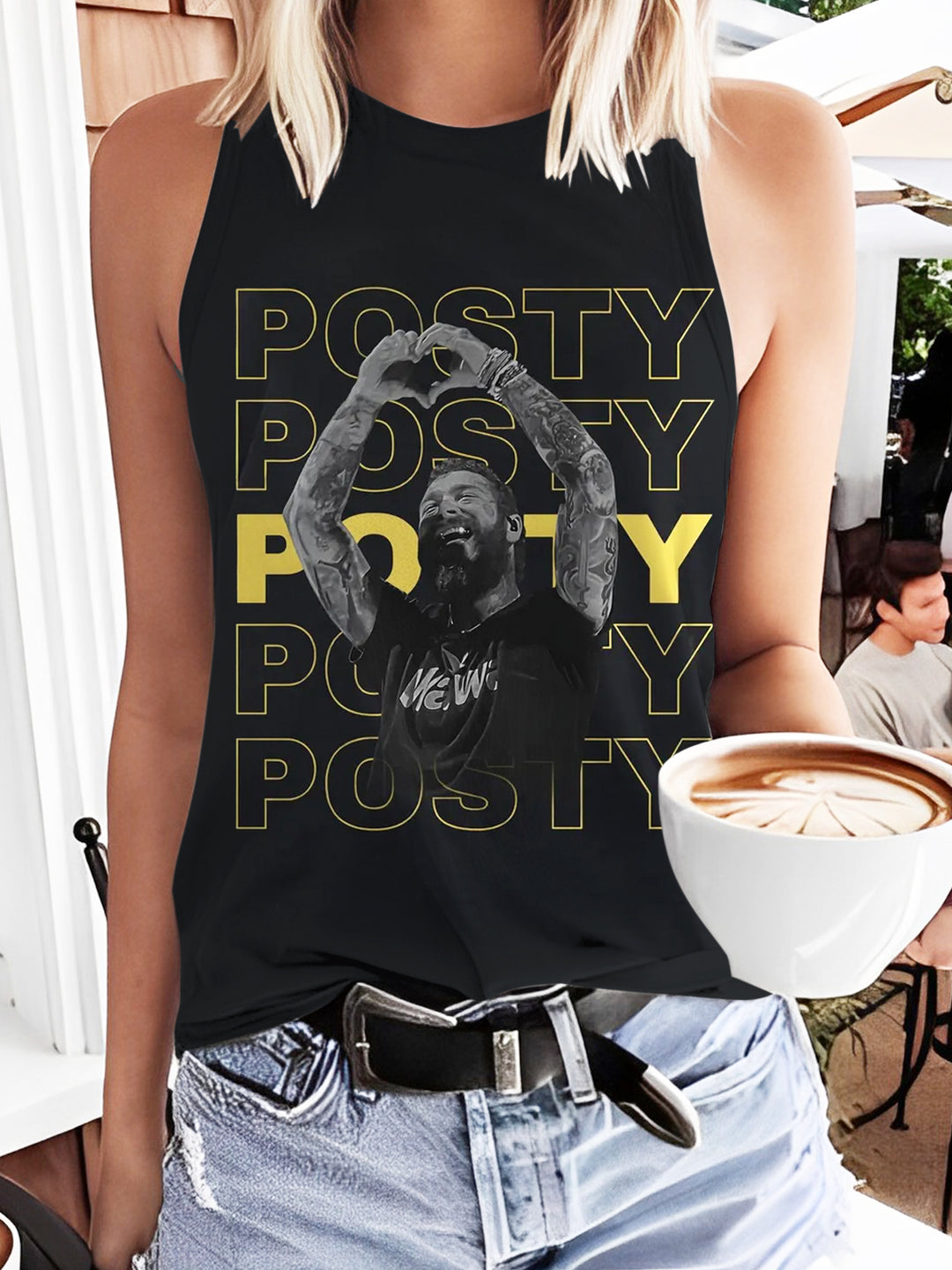 Posty Tour Print Casual Sleeveless Top