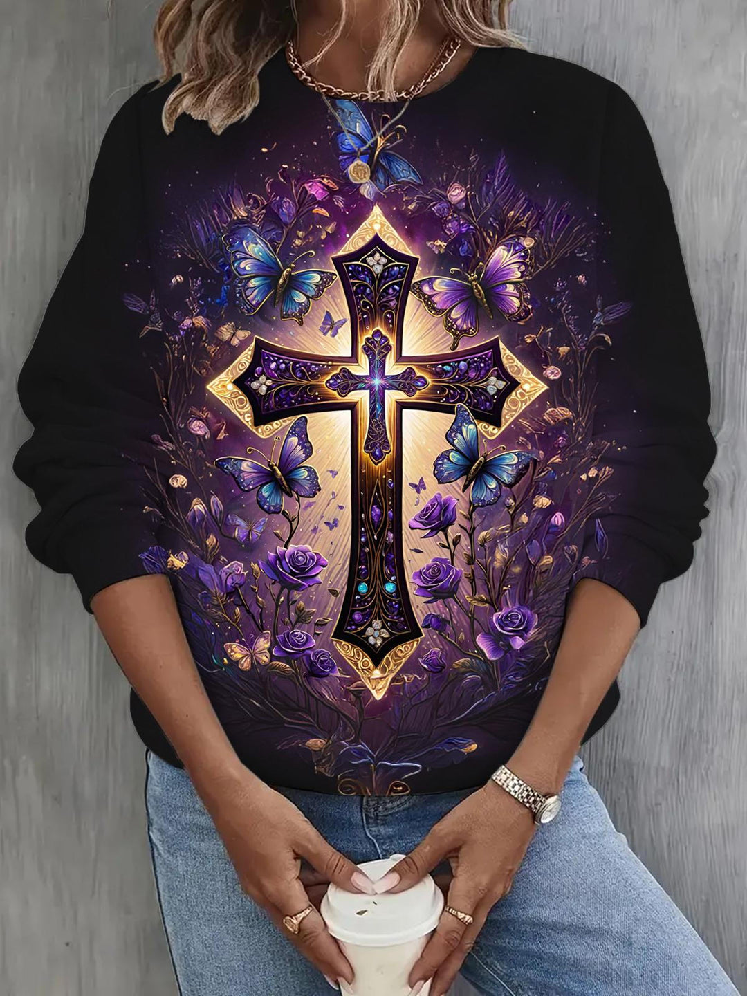 Women's Cross Butterfly Vintage Long Sleeve Casual Top