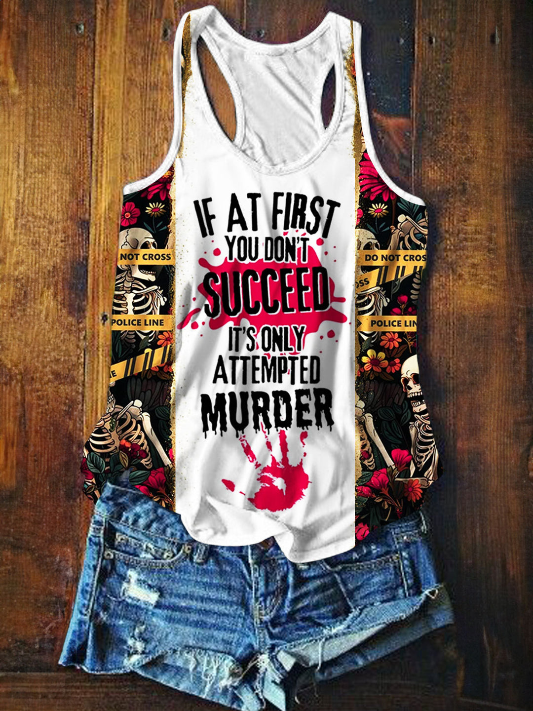 Funny Skull Printed Tank Top