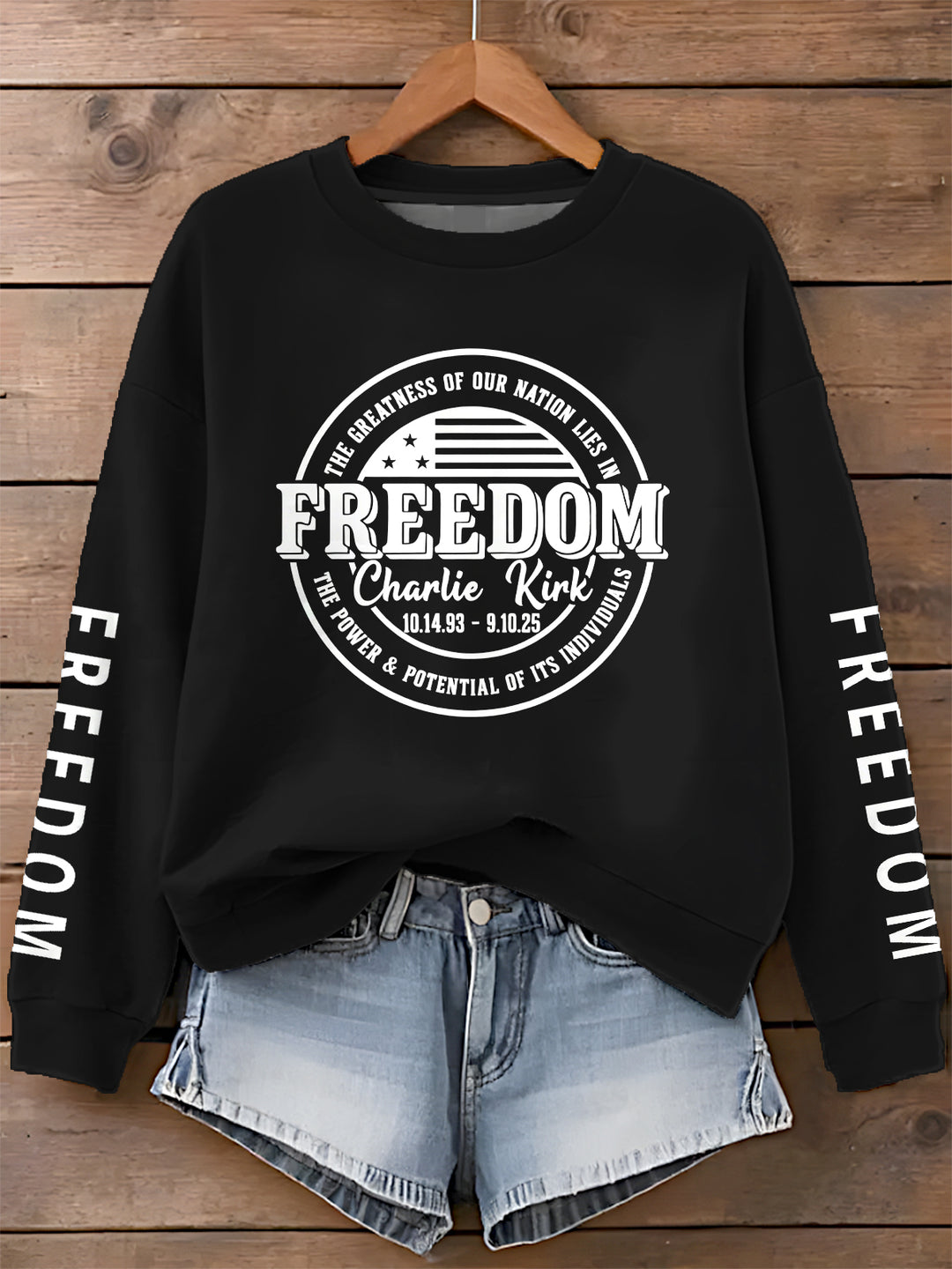 Freedom Printed Long Sleeve Casual Top
