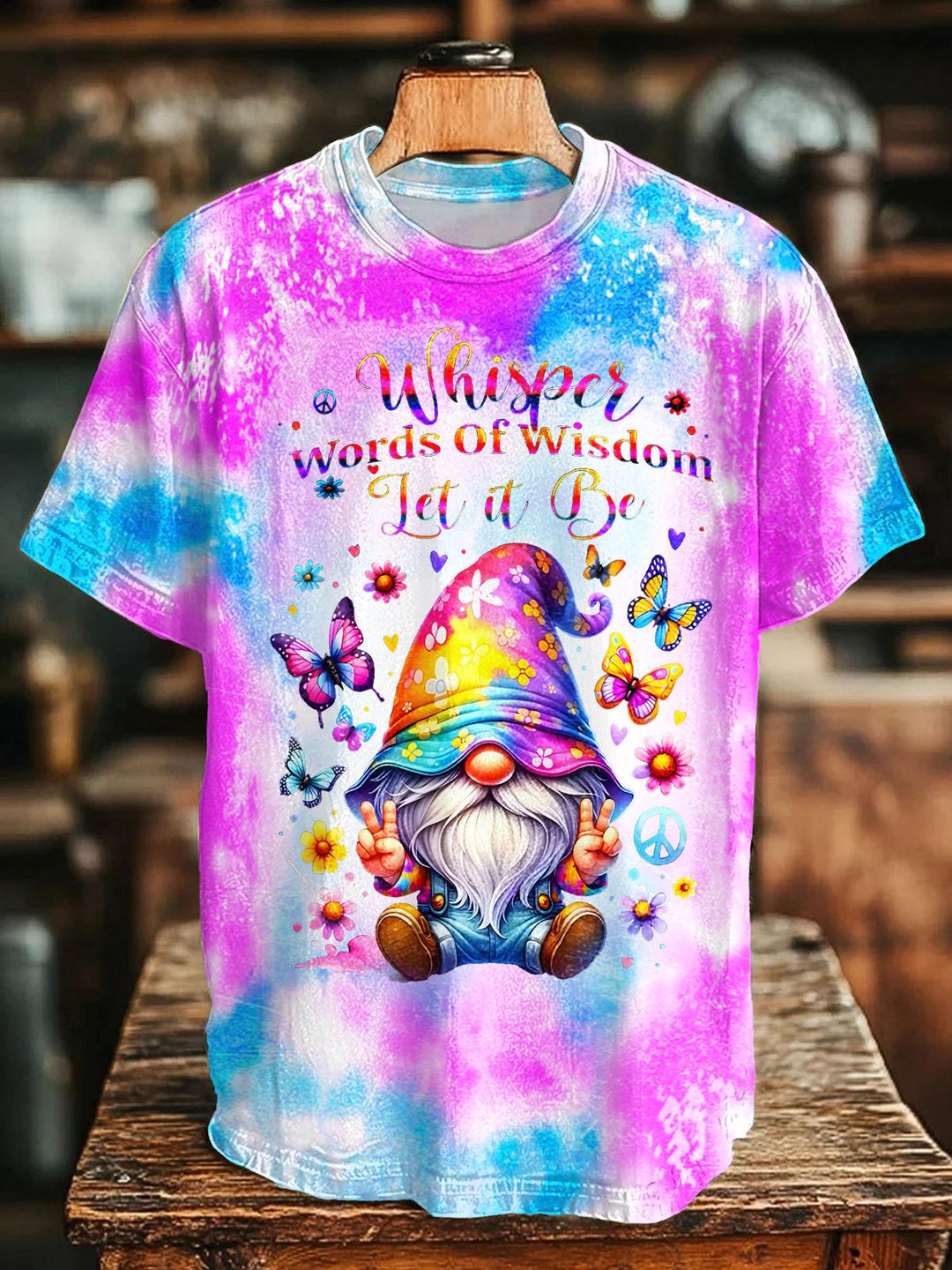Colorful Hippie Cute Dwarf Printed Crew Neck T-shirt