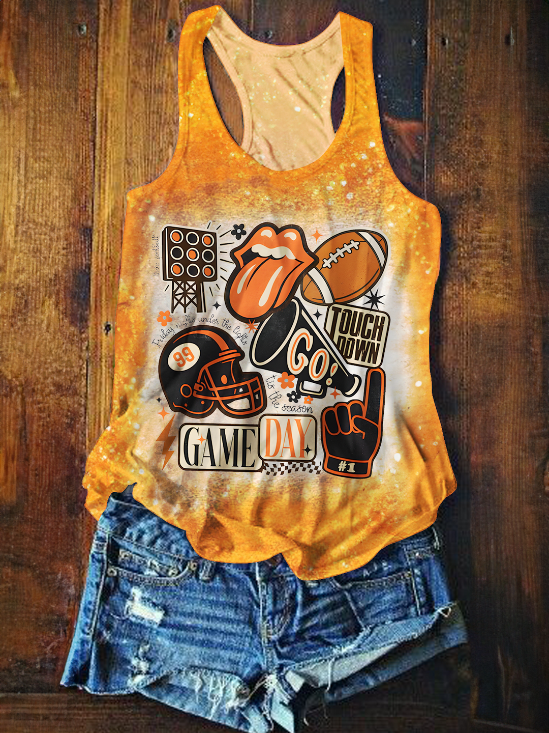 Football Collage Printed Casual Tank Top