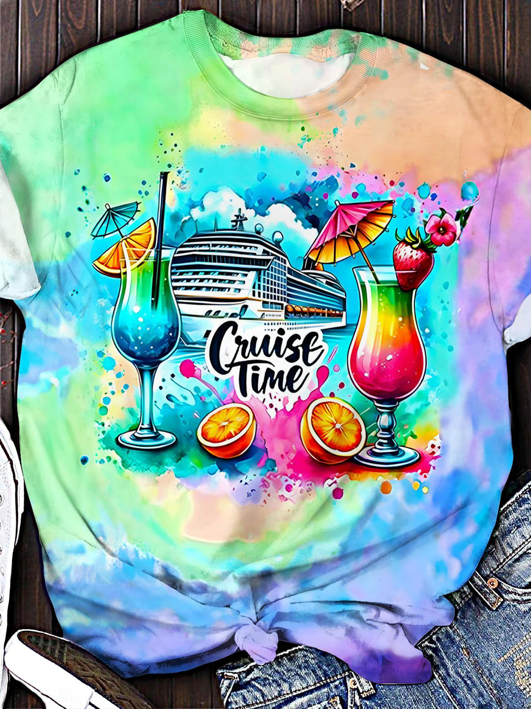 Summer Vacation Travel Day Crew Neck T-shirt