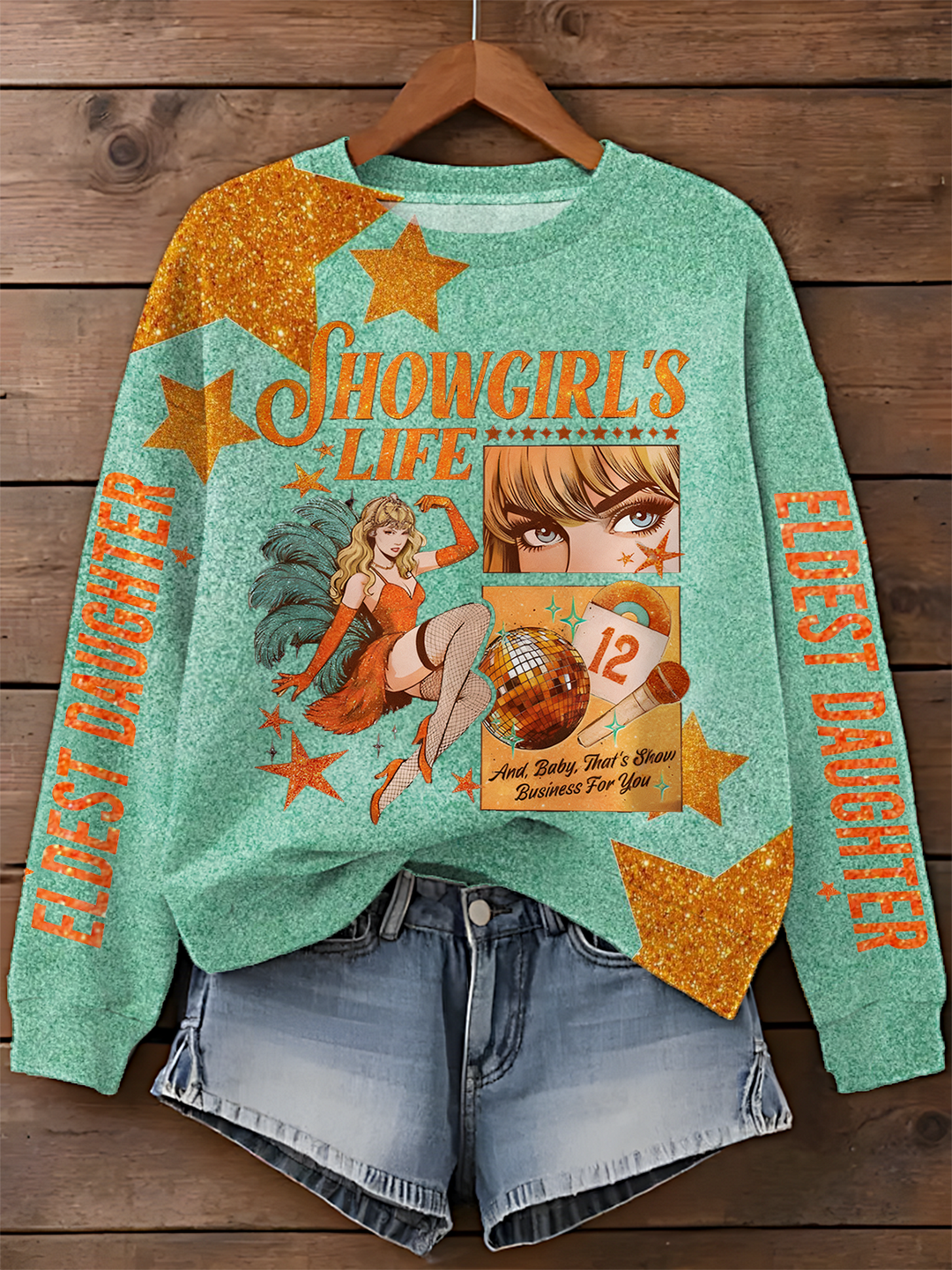 In My Show Girl Era Printed Long Sleeve Casual Top