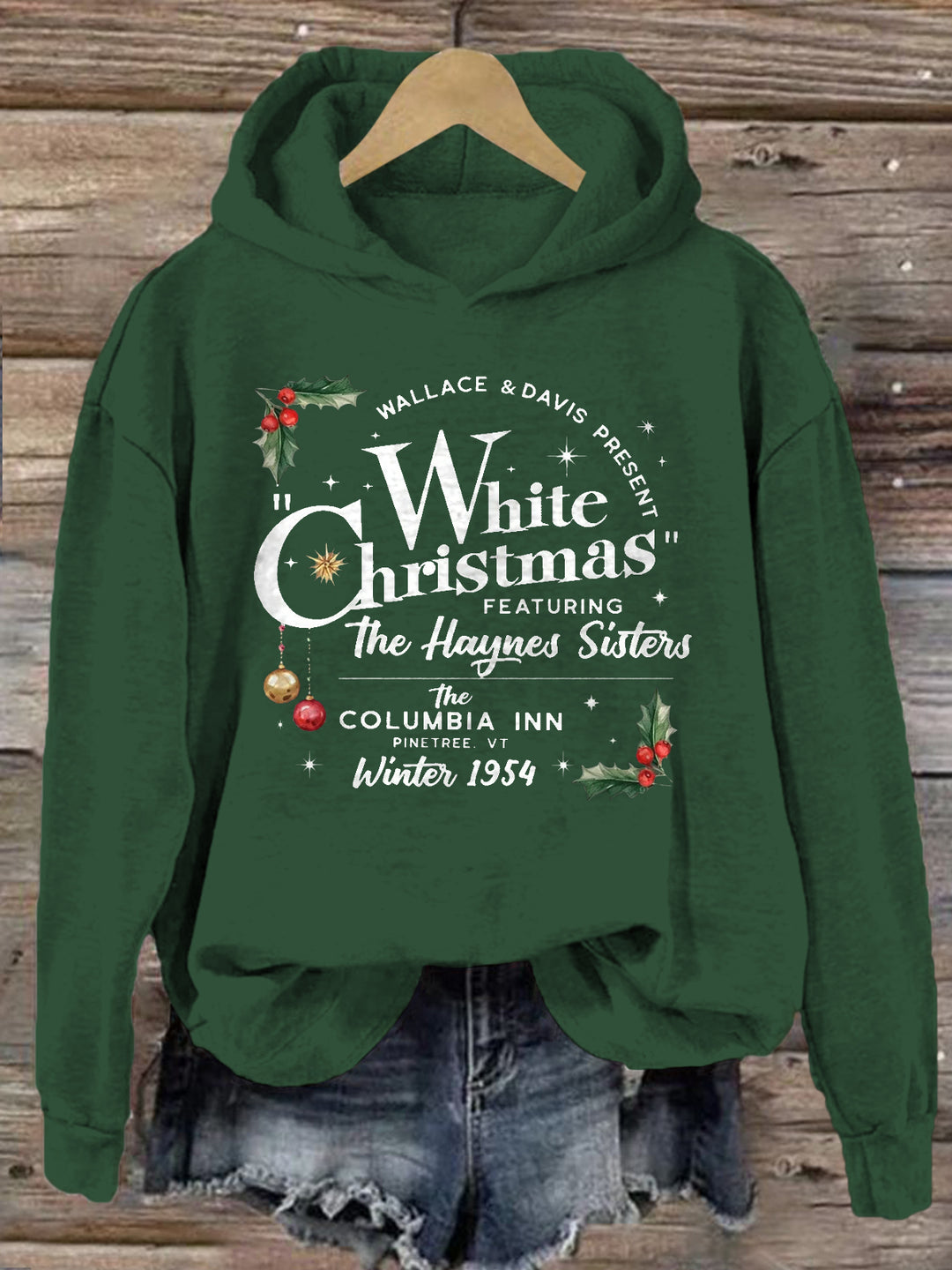 Haynes Sisters White Christmas 1954 Long Sleeve Printed Hoodie