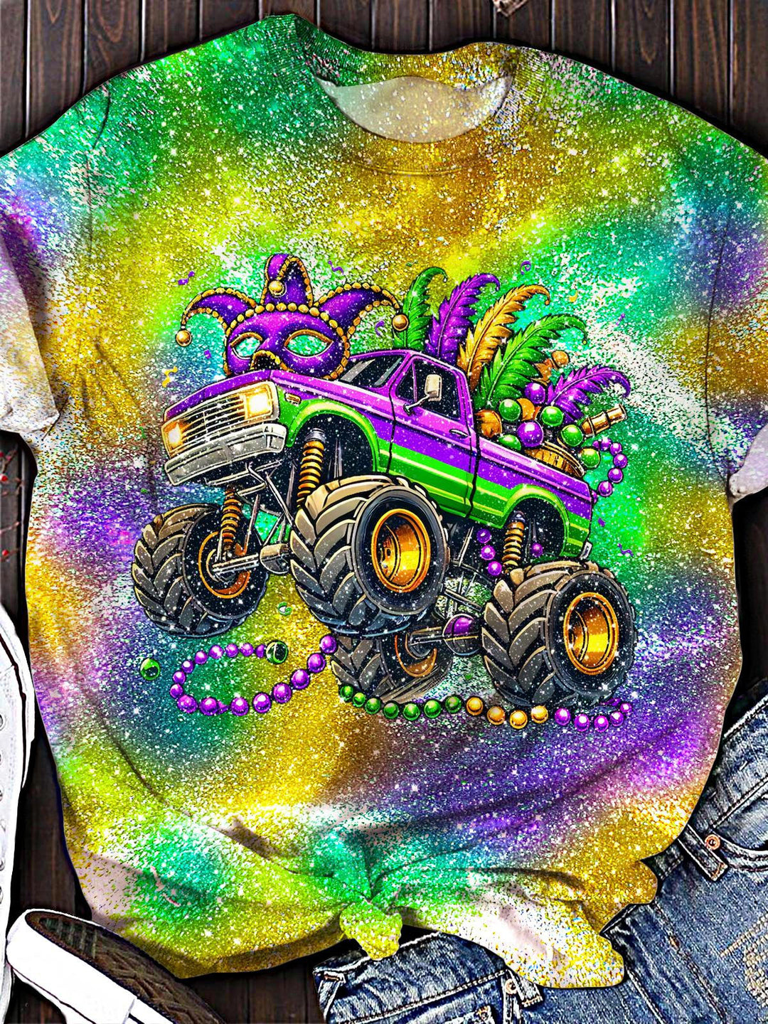 Monster Truck Carnival Print Crew Neck T-shirt