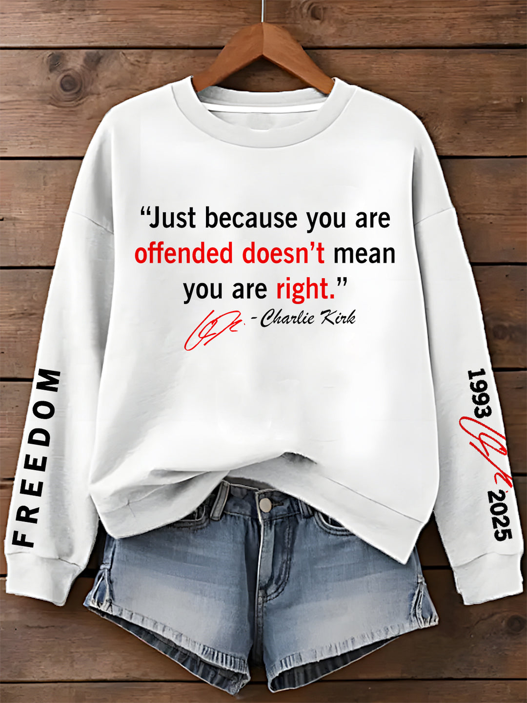Charlie Kirk Printed Long Sleeve Casual Top