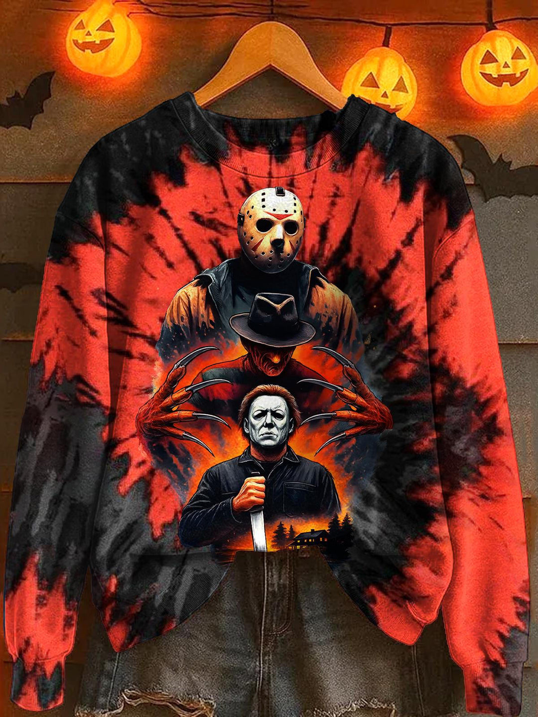 Halloween Horror Print Long Sleeve Casual Top