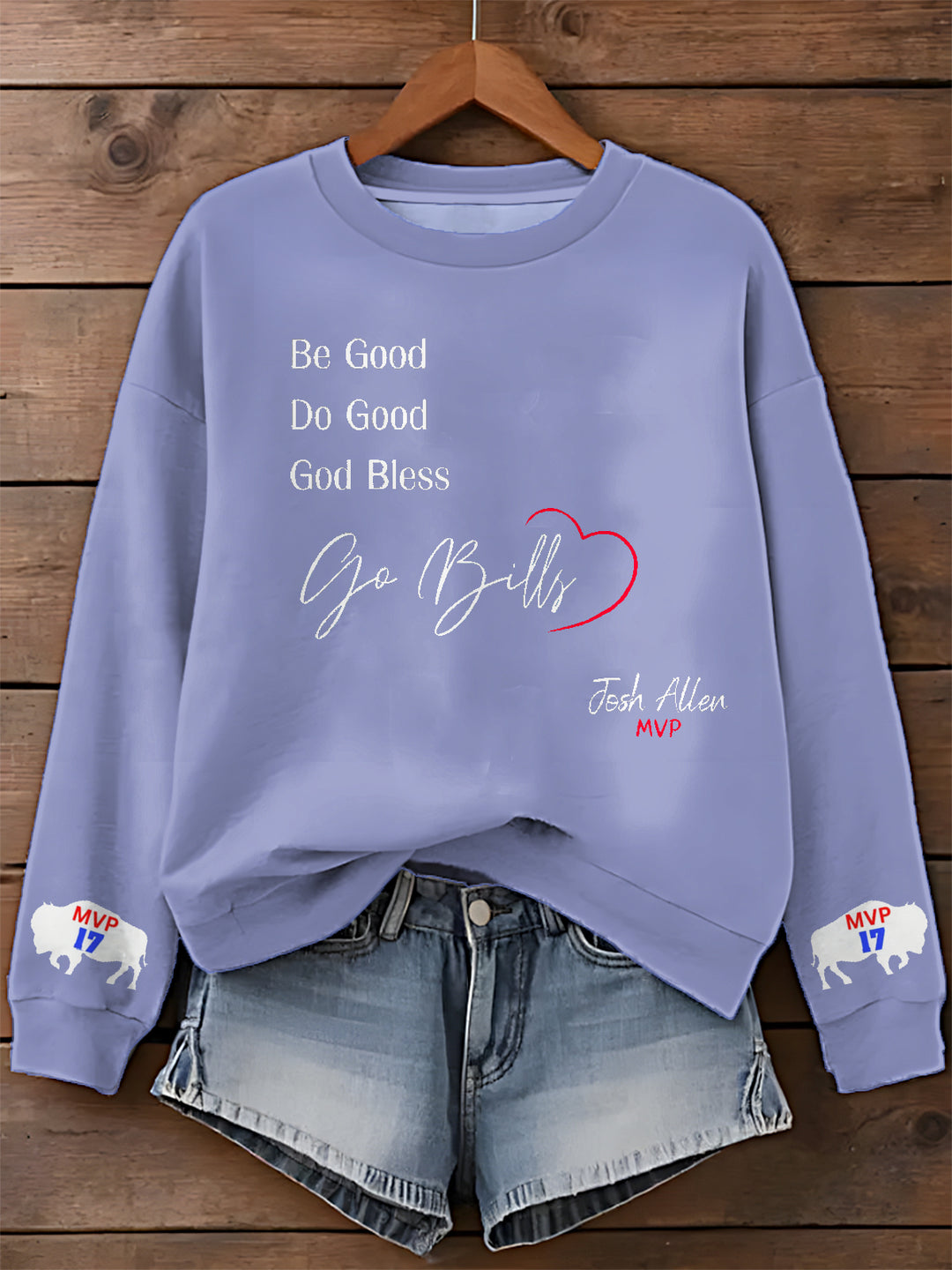 Josh Allen MVP17 Bills Football Printed Long Sleeve Casual Top