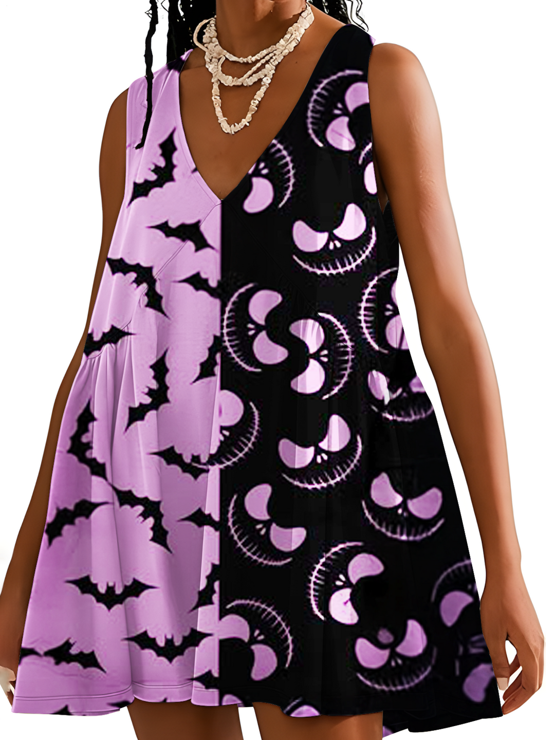 Horror Halloween V-neck Sleeveless Dress