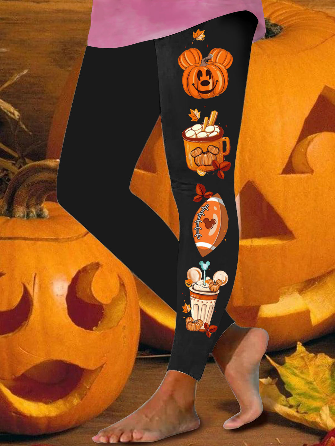 Pumpkin Coffee Print Leggings
