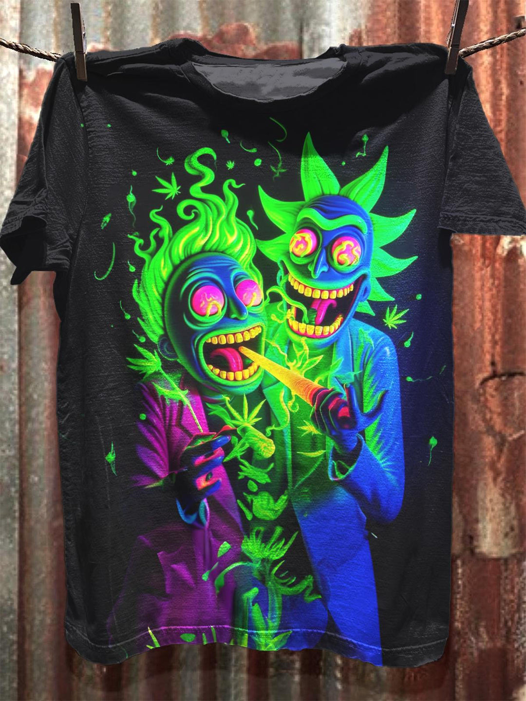Hippie Cartoon Character Crew Neck T-shirt