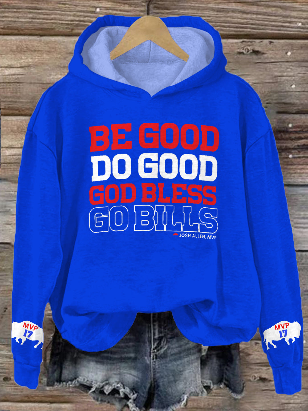Go Bills Do Good Be Good Long Sleeve Printed Hoodie