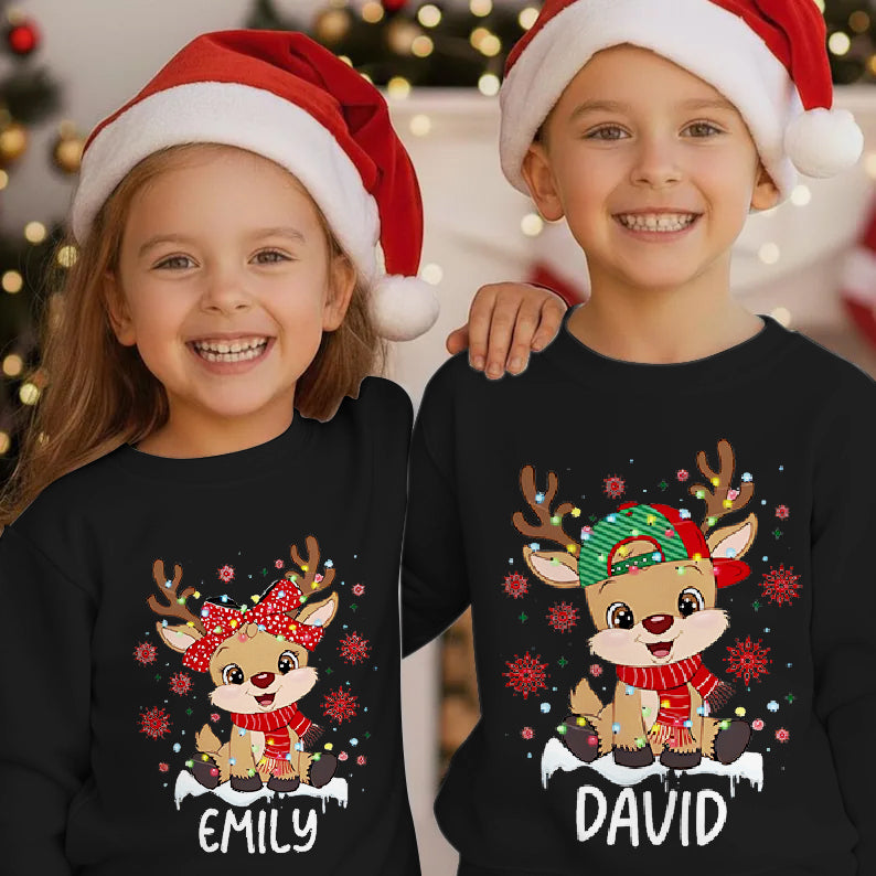 Cute Cartoon Christmas Elk Children's Crew Neck Sweatshirt