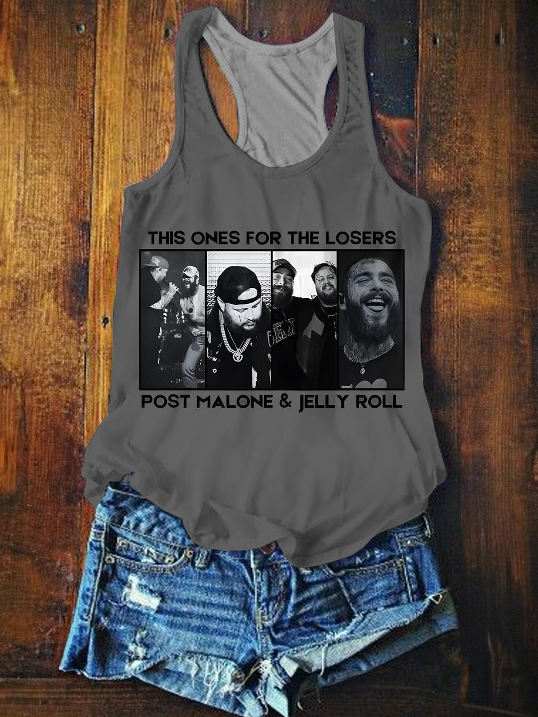 This Ones For The Losers Post & Jelly Printed Casual Tank Top