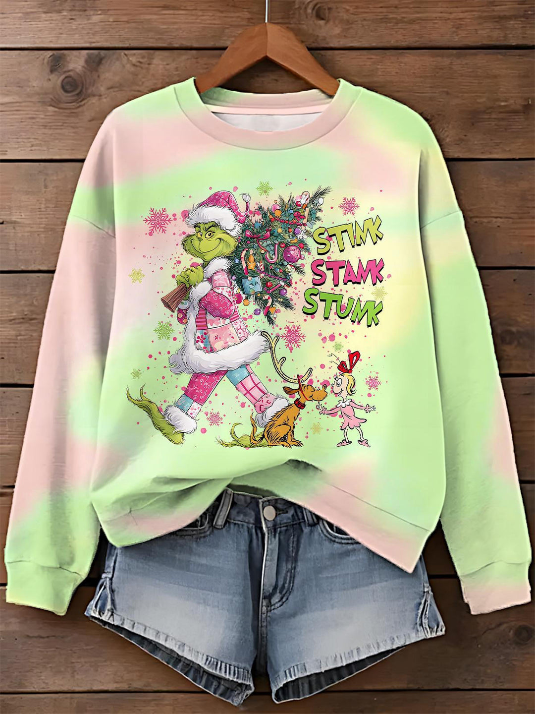 Fun Christmas Printed Long Sleeve Casual Top
