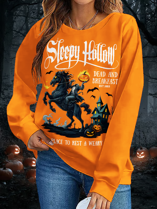 Sleepy Hallow Printed Long Sleeve Casual Top