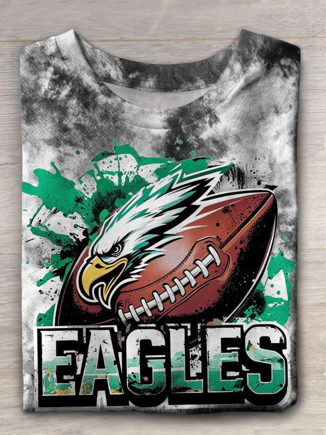 Eagles Rugby Sports Tie Dye Print Casual T-shirt